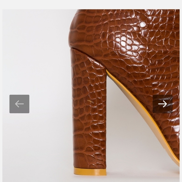 SIMMI London Dakota Tan Croc Print Ruched Knee Boots. Size 6 - Picture 3 of 14